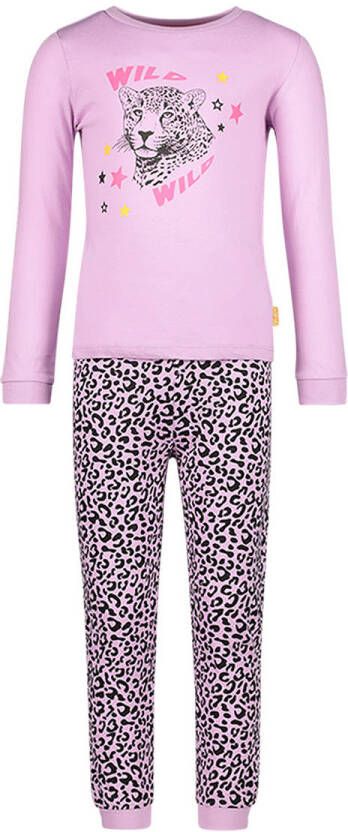 Orange Stars pyjama met printopdruk roze panterprint Meisjes Katoen Ronde hals 104