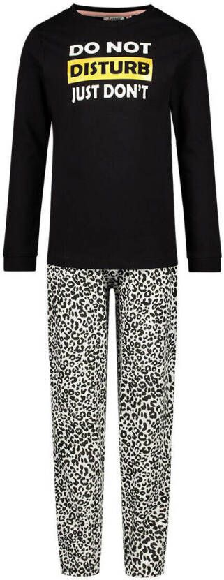 Orange Stars pyjama met printopdruk zwart Meisjes Katoen Ronde hals Printopdruk 104