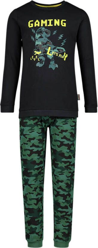 Orange Stars pyjama met printopdruk zwart camouflage Multi Jongens Katoen Ronde hals 128