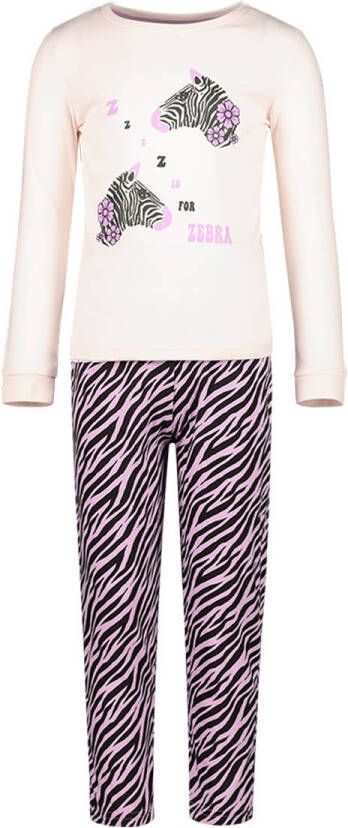 Orange Stars pyjama met zebraprint ecru roze zwart Meisjes Katoen Ronde hals 104