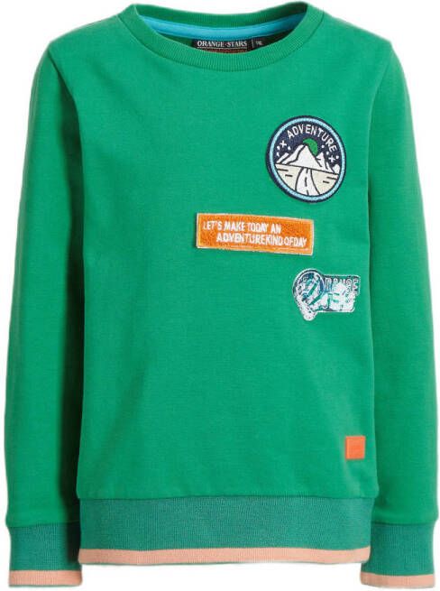 Orange Stars sweater Marinus met patches groen 116