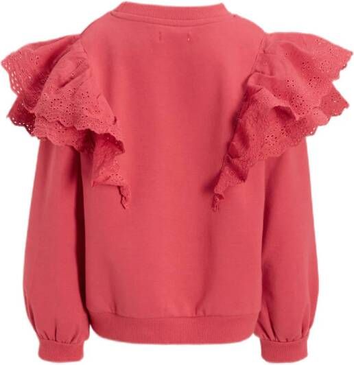 Orange Stars sweater Nadja met ruffles roze Trui Meisjes Katoen Ronde hals 116