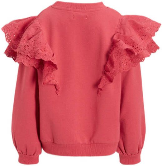 Orange Stars sweater Nadja met ruffles roze Trui Meisjes Katoen Ronde hals 152
