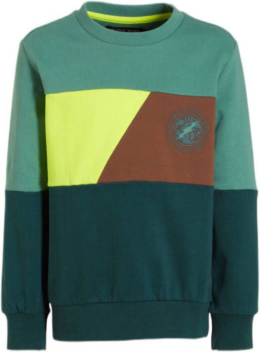 Orange Stars sweater Navid colourblock groen Trui Jongens Katoen Ronde hals 104