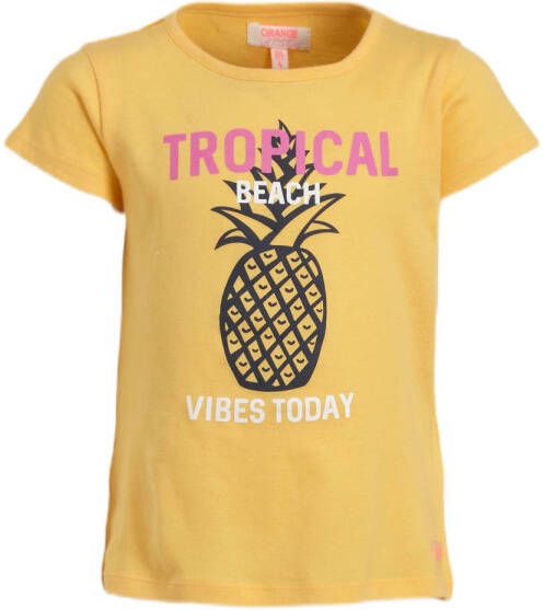 Orange Stars T-shirt Mandy pineapple met printopdruk geel Meisjes Katoen Ronde hals 104