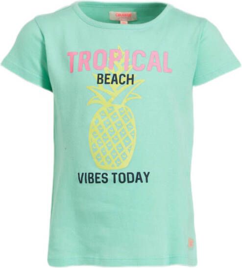 Orange Stars T-shirt Mandy pineapple met printopdruk mintgroen Meisjes Katoen Ronde hals 104