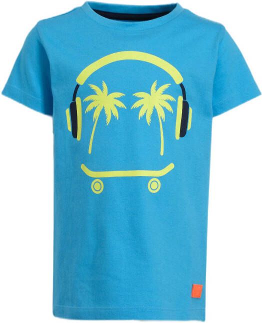 Orange Stars T-shirt Marc met printopdruk blauw
