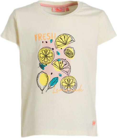 Orange Stars T-shirt Mariella met printopdruk ecru Meisjes Stretchkatoen Ronde hals 104