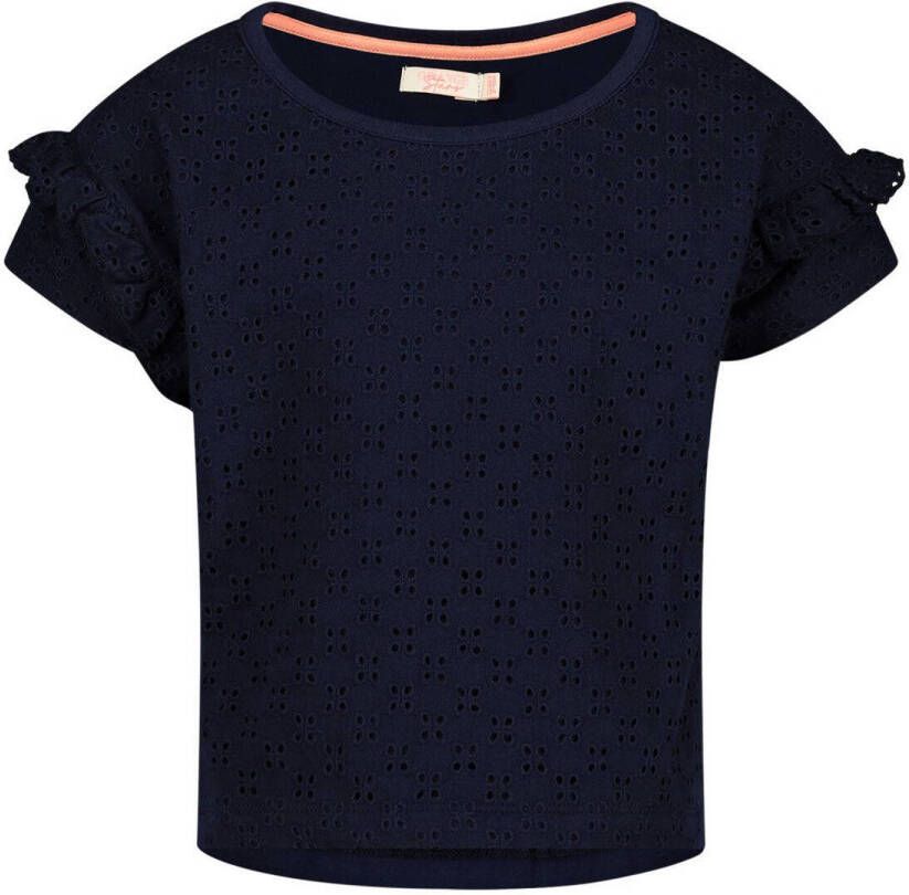 Orange Stars T-shirt marine Blauw Meisjes Stretchkatoen Ronde hals Effen 140-146