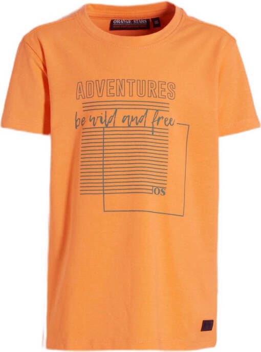 Orange Stars T-shirt Marino met printopdruk oranje Jongens Stretchkatoen Ronde hals 152