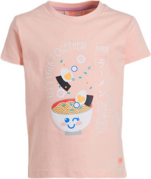 Orange Stars T-shirt Mariska met printopdruk roze Meisjes Stretchkatoen Ronde hals 104
