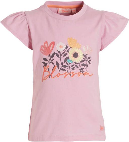 Orange Stars T-shirt Marlieke met printopdruk paars Meisjes Stretchkatoen Ronde hals 104