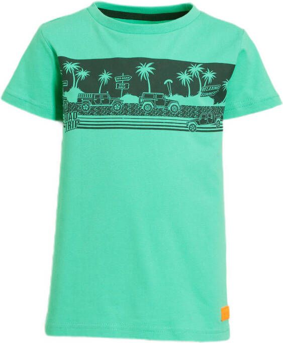 Orange Stars T-shirt Mauk met printopdruk mintgroen Jongens Katoen Ronde hals 116
