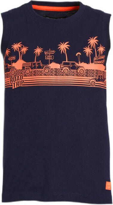 Orange Stars T-shirt Maurice met printopdruk donkerblauw