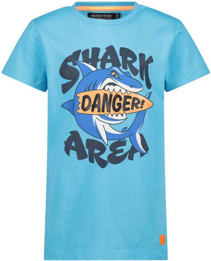 Orange Stars T-shirt met printopdruk blauw
