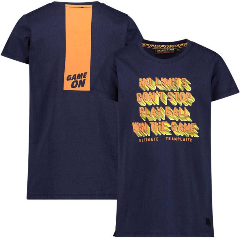 Orange Stars T-shirt met printopdruk donkerblauw