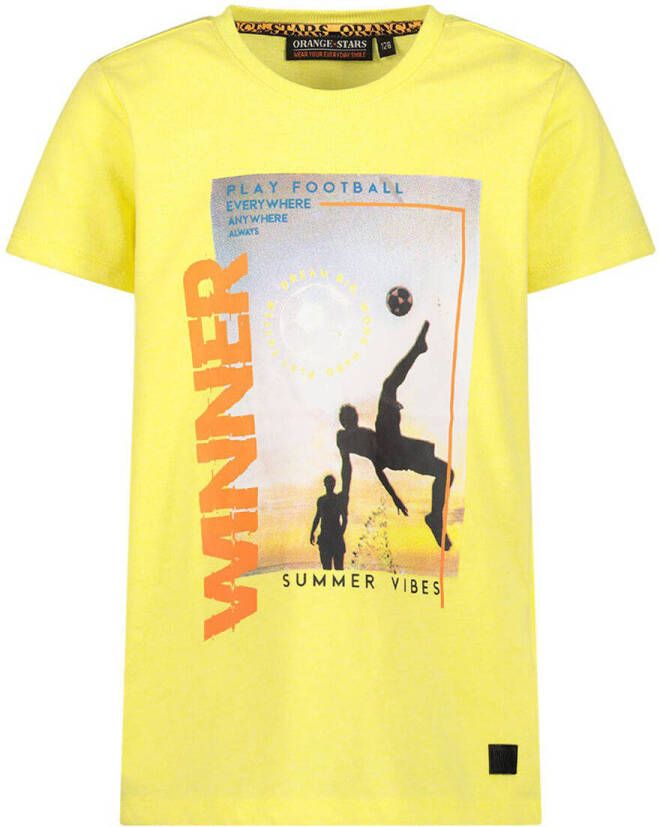Orange Stars T-shirt met printopdruk geel Jongens Katoen Ronde hals Printopdruk 104