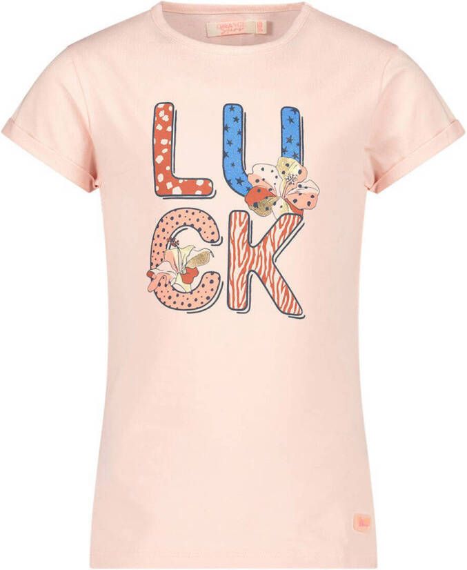 Orange Stars T-shirt met printopdruk roze Meisjes Stretchkatoen Ronde hals 128-134