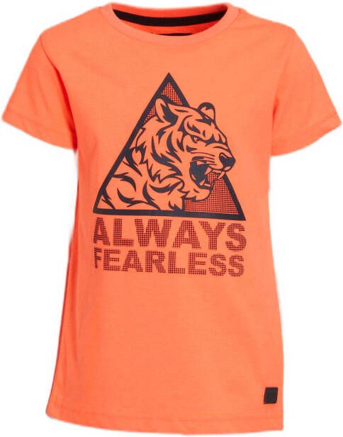 Orange Stars T-shirt Milco met printopdruk oranje Jongens Polyester Ronde hals 104