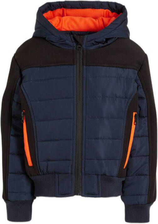 Orange Stars tussenjas Nils donkerblauw Jongens Polyester Capuchon Meerkleurig 140
