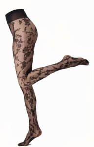 Oroblu panty met all-over bloemenprint 15 denier zwart