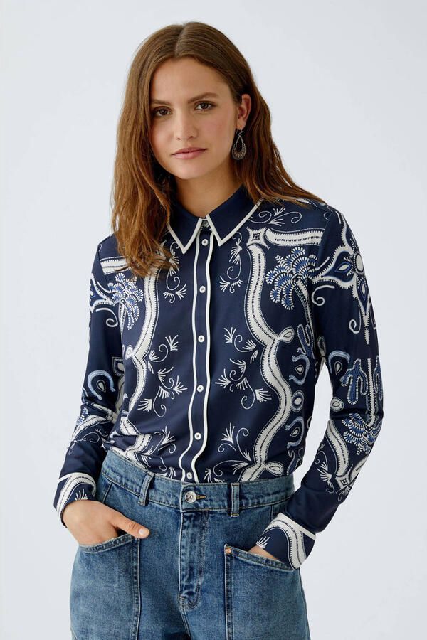 Oui Regular fit overhemdblouse met manchetten