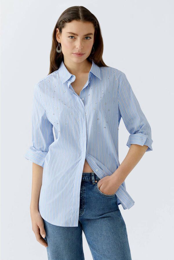 Oui Regular fit overhemdblouse met verlengde achterkant