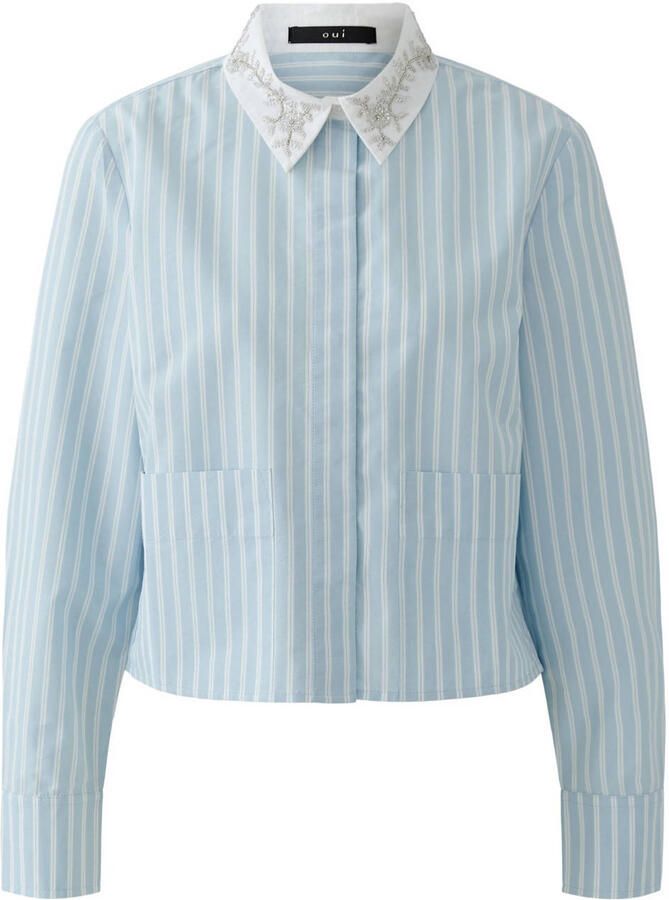 OUI blouse met krijtstreep lichtblauw