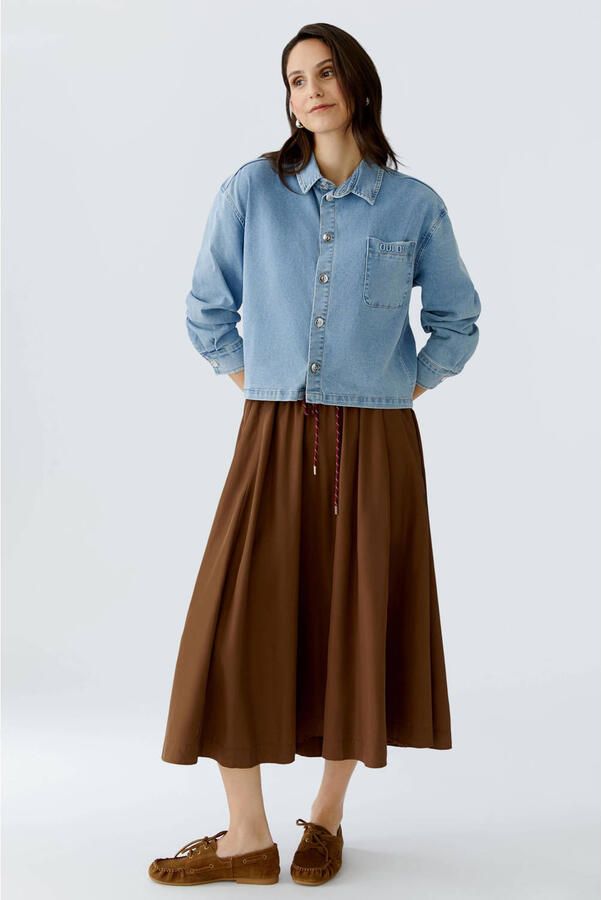 Oui Relaxed fit Jeansblouse met Borstzak