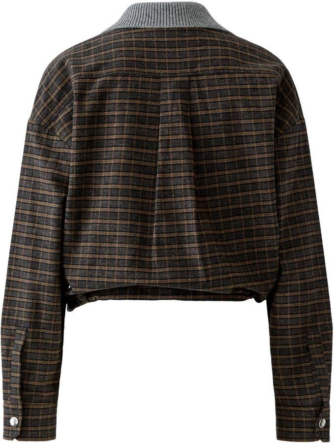 OUI geruite blouse grijs