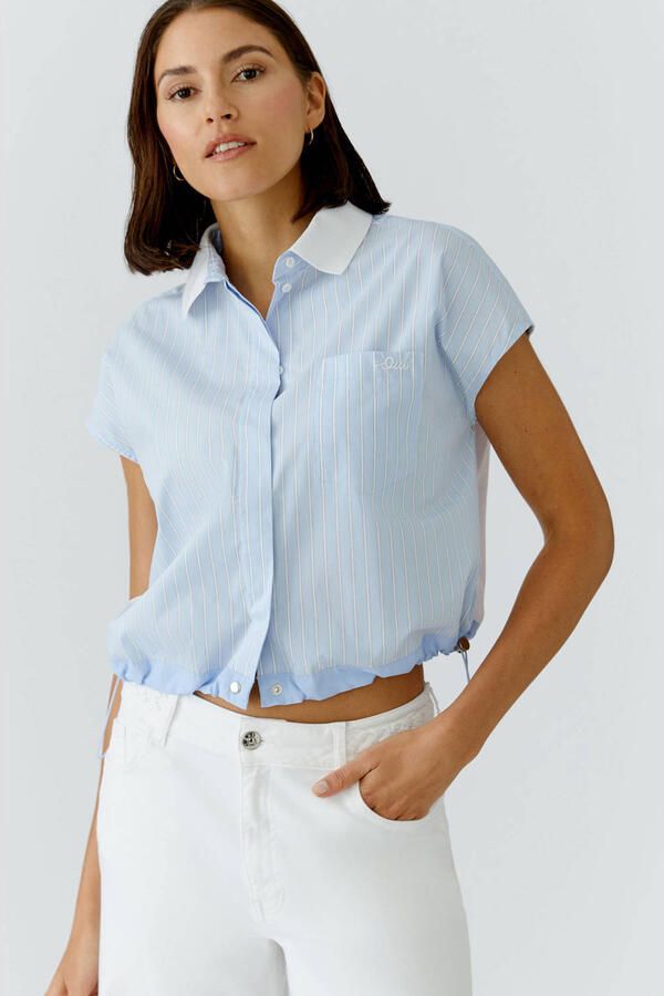 OUI gestreepte blouse lichtblauw - Foto 3