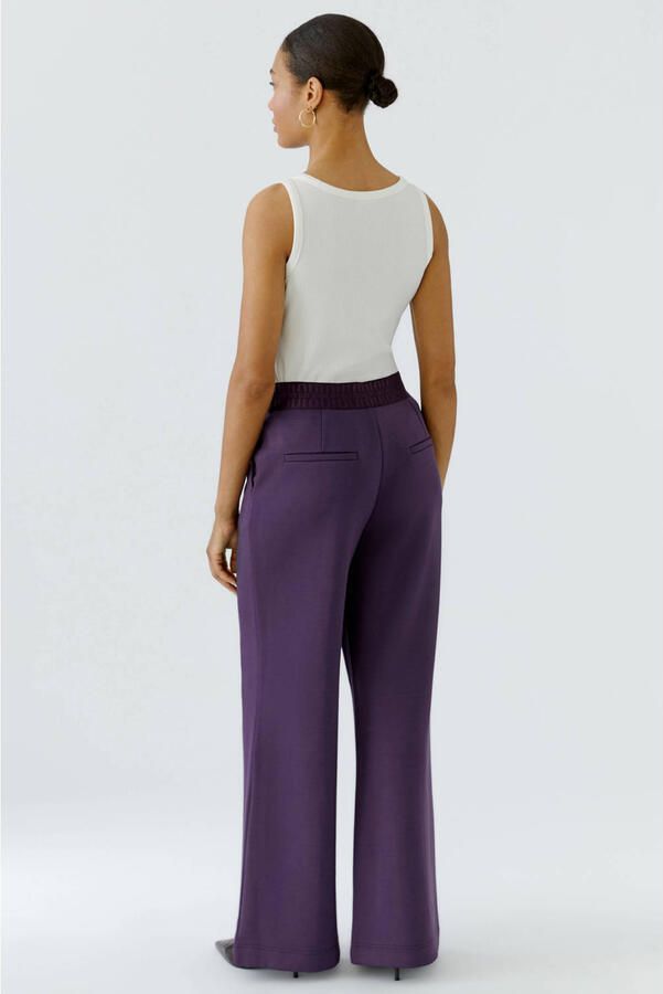 OUI high waist regular fit broek donkerpaars - Foto 2