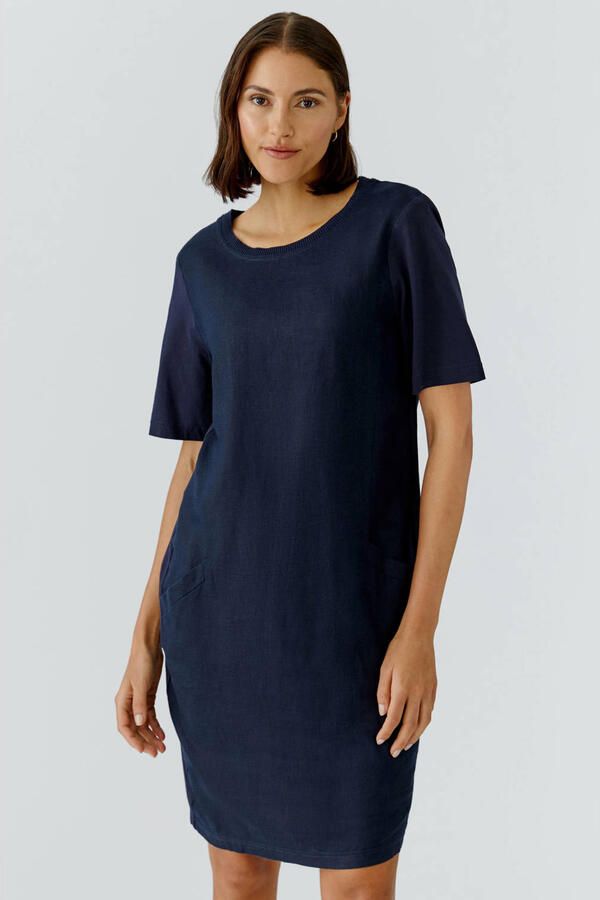 OUI linnen T-shirtjurk zomerjurk donkerblauw