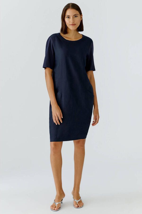 OUI linnen T-shirtjurk zomerjurk donkerblauw - Foto 3