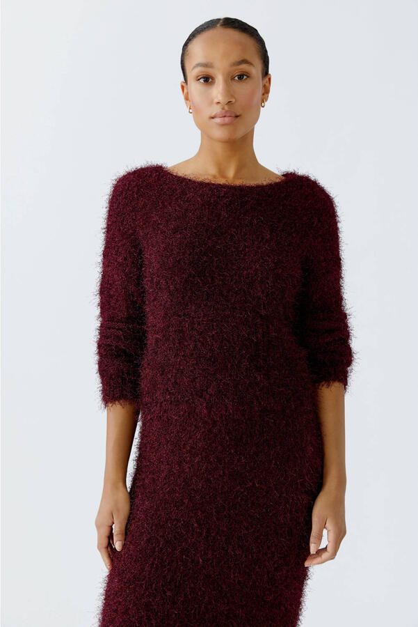 Oui Gebreide pullover van effectgaren met ronde hals