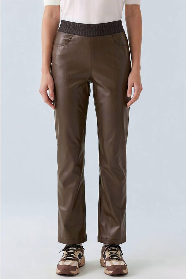 OUI slim fit broek bruin