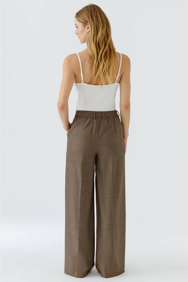 OUI straight leg geruite broek bruin - Foto 3