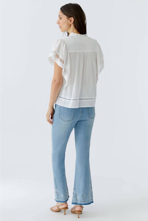 Oui regular fit blouse met vetersluiting en ajourwerk - Foto 2
