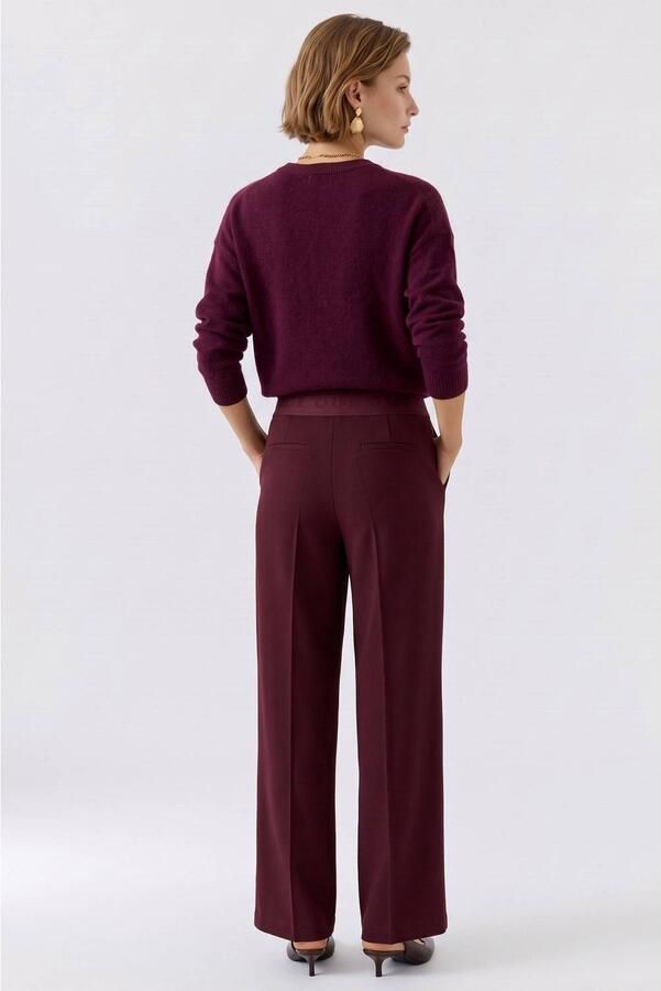 OUI wide leg broek donkerrood - Foto 2