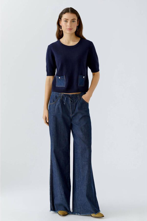 Oui Wide leg jeans met strikceintuur model 'THE PALAZZO'