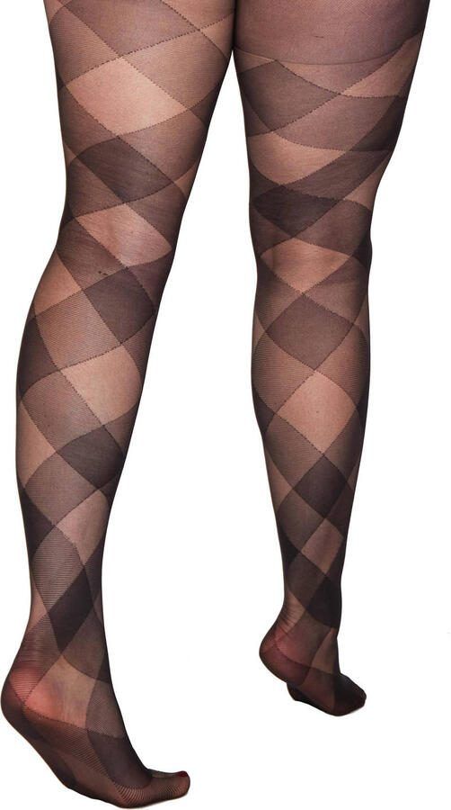 Pamela Mann Plus Size panty met all-over ruitprint 30 denier zwart - Foto 2