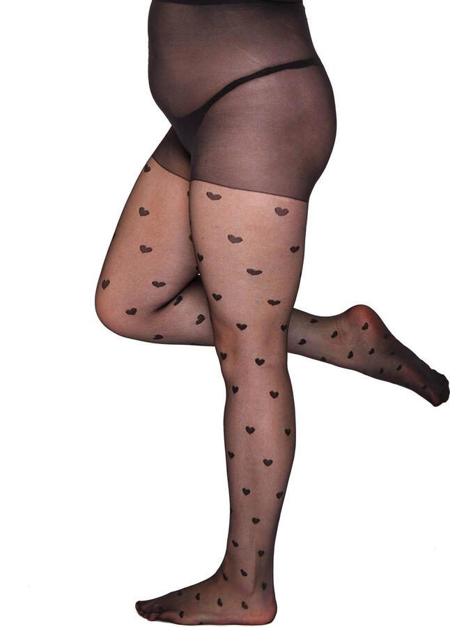 Pamela Mann Plus Size panty met hartjesprint 30 denier zwart - Foto 2