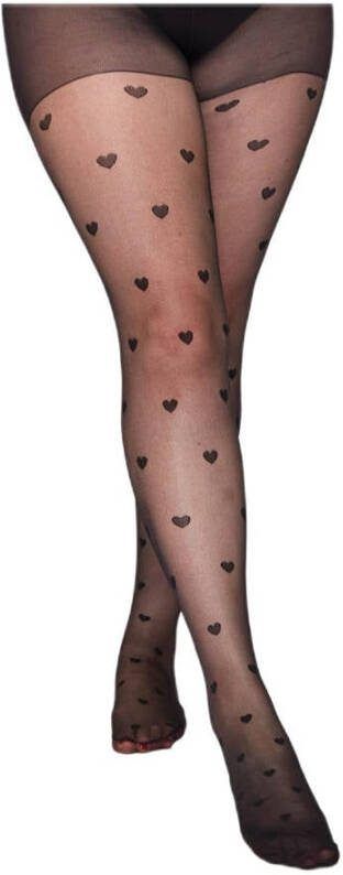 Pamela Mann Plus Size panty met hartjesprint 30 denier zwart - Foto 3