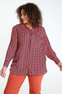 Paprika blouse met all over print fuchsia oranje paars