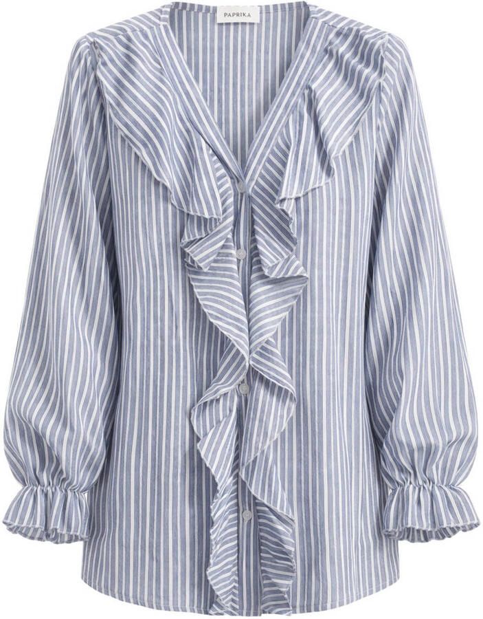 Paprika blouse met krijtstreep lichtblauw
