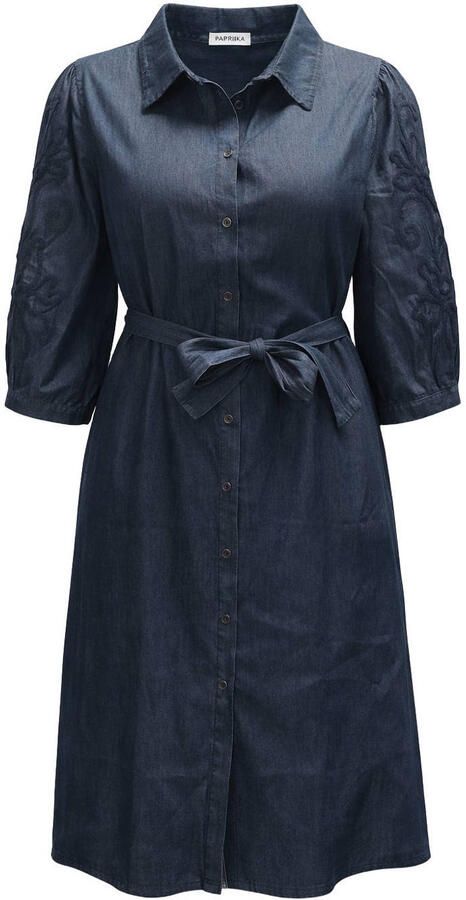 Paprika blousejurk broderie dark blue denim