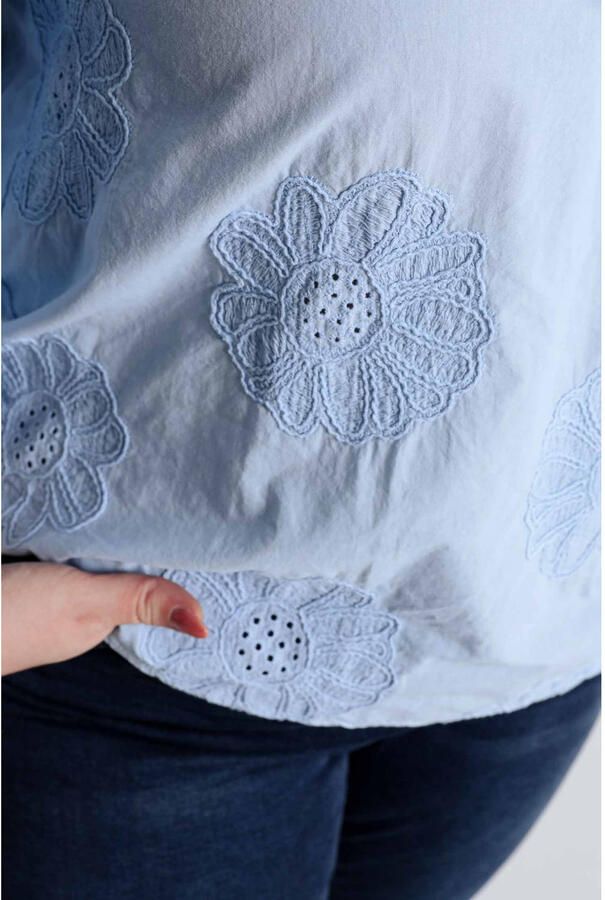 Paprika blousetop lichtblauw broderie - Foto 2