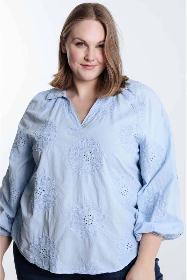 Paprika blousetop lichtblauw broderie - Foto 3