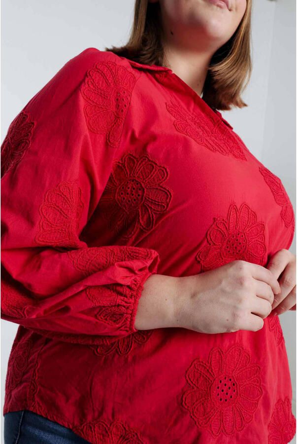 Paprika blousetop rood broderie - Foto 2