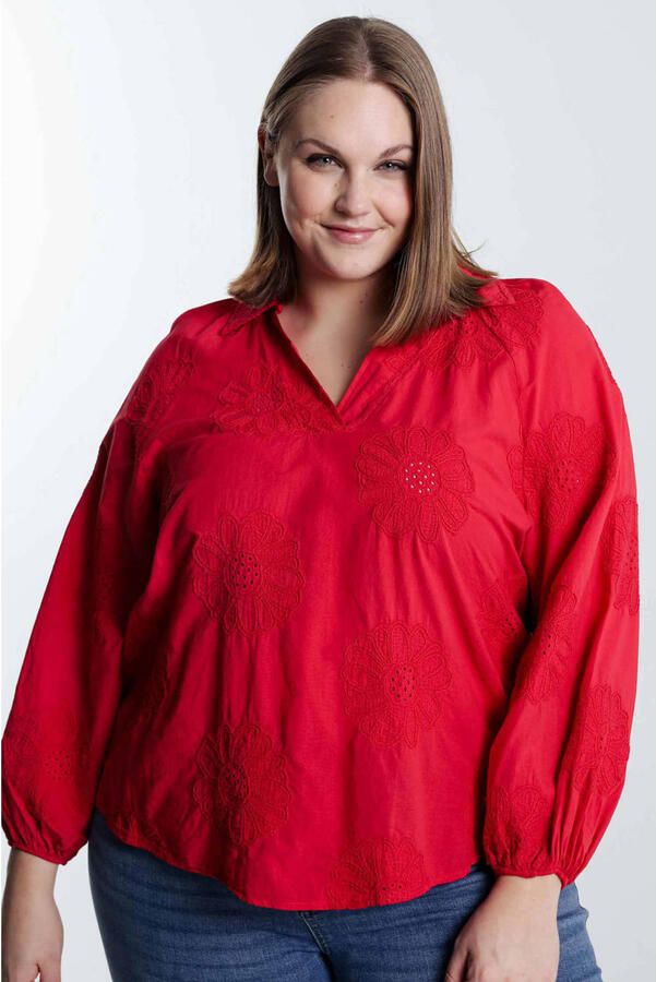 Paprika blousetop rood broderie - Foto 3